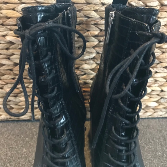 Charles David "Duffy" Black Mid-Calf Pointy Studded Zip/ Lace-up Boots E… - Picture 5 of 16